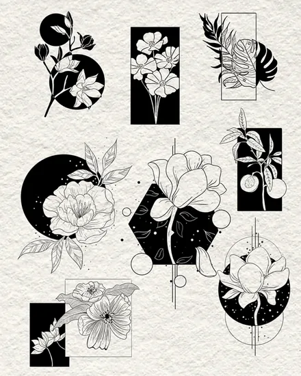 Geometric florals drawn by Kaylee-Jo