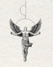 A winged figure design drawn by Kaylee-Jo