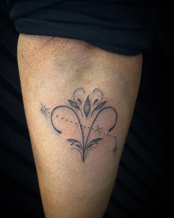 Aries with botanicals, tattooed by Lucy at Inkwell Tattoo Studio, Blaydon