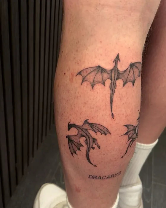 Game of Thrones dragons, tattooed by Lucy at Inkwell Tattoo Studio, Blaydon