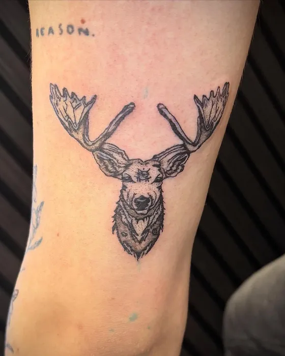 Minimal moose, tattooed by Lucy at Inkwell Tattoo Studio, Blaydon