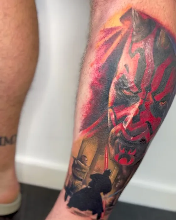 Darth Maul, full colour, tattooed by Luke at Inkwell Tattoo Studio, Blaydon
