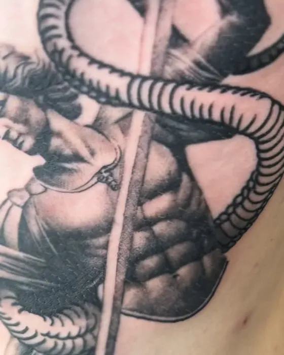 Renaissance piece, ribs, tattooed by Luke at Inkwell Tattoo Studio, Blaydon