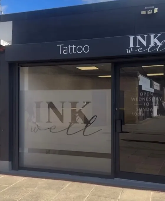 Inkwell Tattoo Studio’s shopfront at Blaydon Upper Precinct