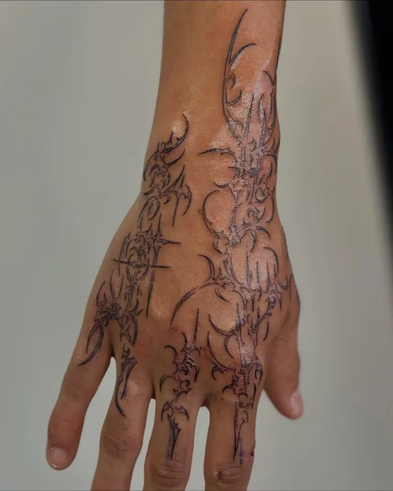 Sigilism hand piece, tattooed by Tabitha at Inkwell Tattoo Studio, Blaydon