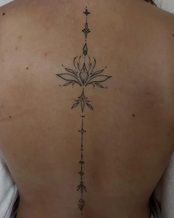Spine piece, fully healed, tattooed by Tabitha at Inkwell Tattoo Studio, Blaydon