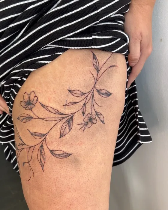 Vine wrap, leg, tattooed by Tabitha at Inkwell Tattoo Studio, Blaydon